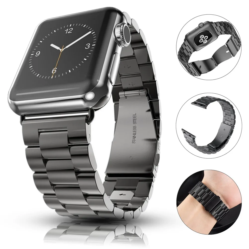 

Business Concise Style Strap for Apple Watch Band Series 5 4 3 2 Classic Replaceable Metal Bracelet for iWatch 44/40mm 38mm 42mm