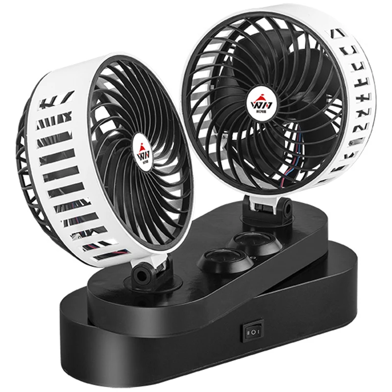 

Car Fan 6 Inch 360 Degree Round Adjustable Automatic Air Cooled Double Head Fan Cigarette Lighter Plug