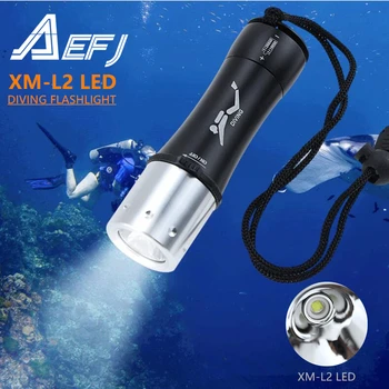 

Super bright Diving Flashlight IP68 highest waterproof rating Professional diving light Powered AAA 18650 26650 With hand rope