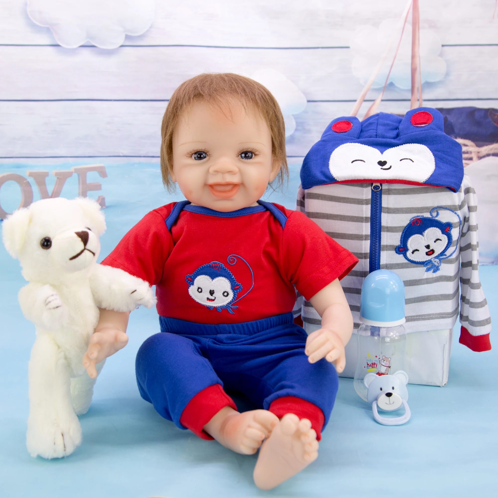 KEIUMI Real Like Smiling 22 ''Reborn Baby Boy мягкий силиконовый винил 55 см PP Хлопок боди Reborn куклы