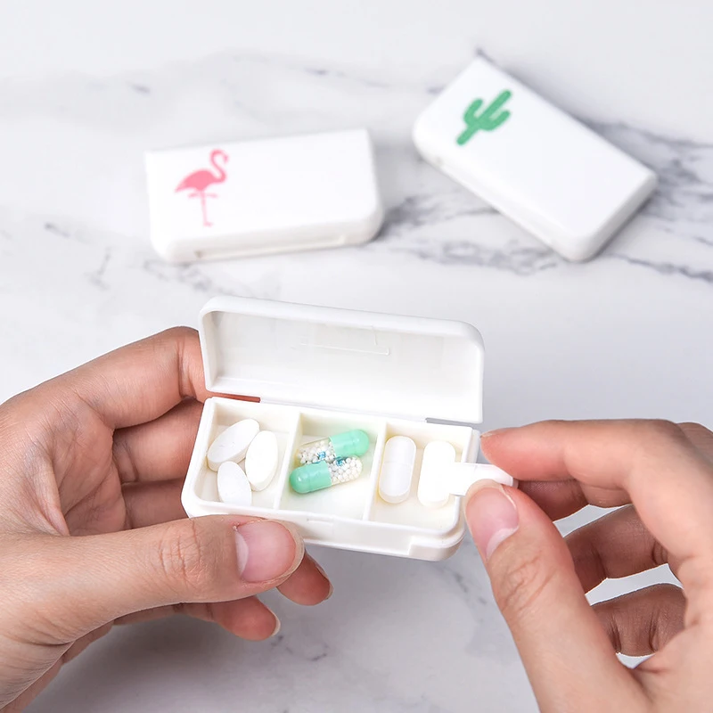 

Portable Portable Medicine Box Simple And Lovely Pill Box Three-Part Small Pill Box Mini Loaded Pill Box Travel Drug Dispensing