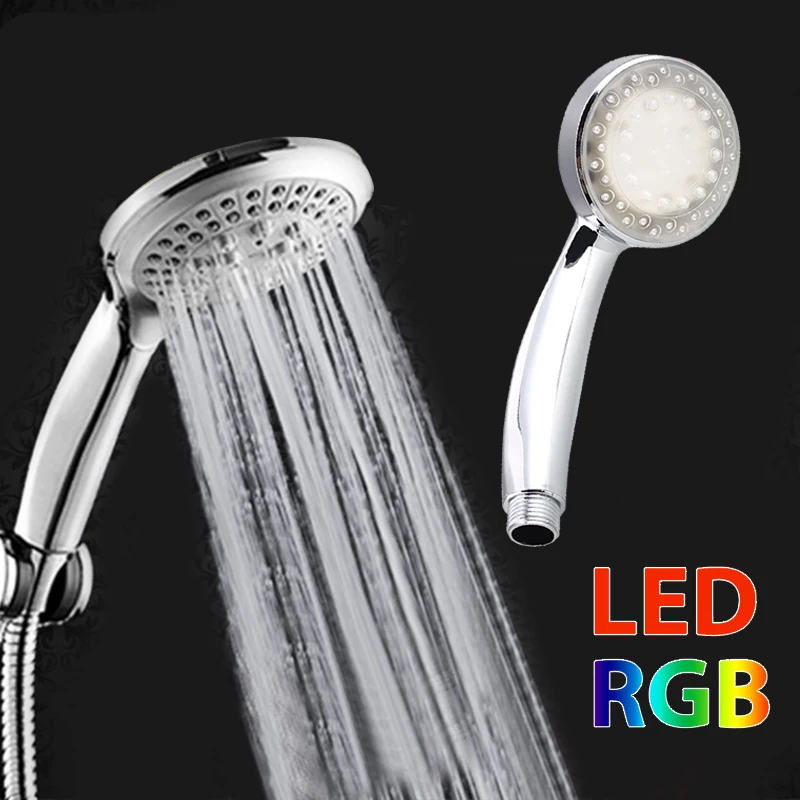 RGB Серебристая насадка для душа светодиодный датчик для душа Bathe Light спринклерная насадка для душа из нержавеющей стали регулируемая ванная комната