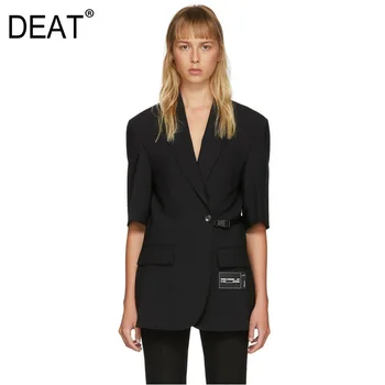 

DEAT 2020 new summer fashion half sleeves waist belt both female and male fits single blazer spliced outfits WL97801L