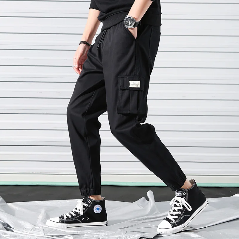 

2019 Spring New Style MEN'S Casual Pants Men's Korean-style Pure Cotton Capri Pants Teenager Handsome Bib Overall Men's Skinny