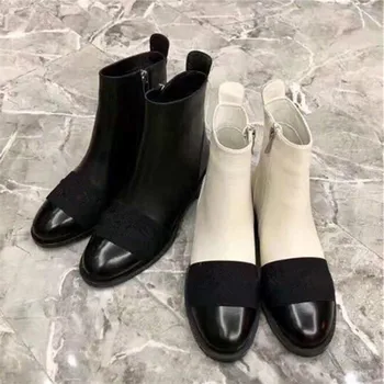 

Mixed Colors Ankle Boots Quality Luxury Leather Short Boots Round Toe Women Boots Fashion Female Shoes Elegant Lady Shoes Boots