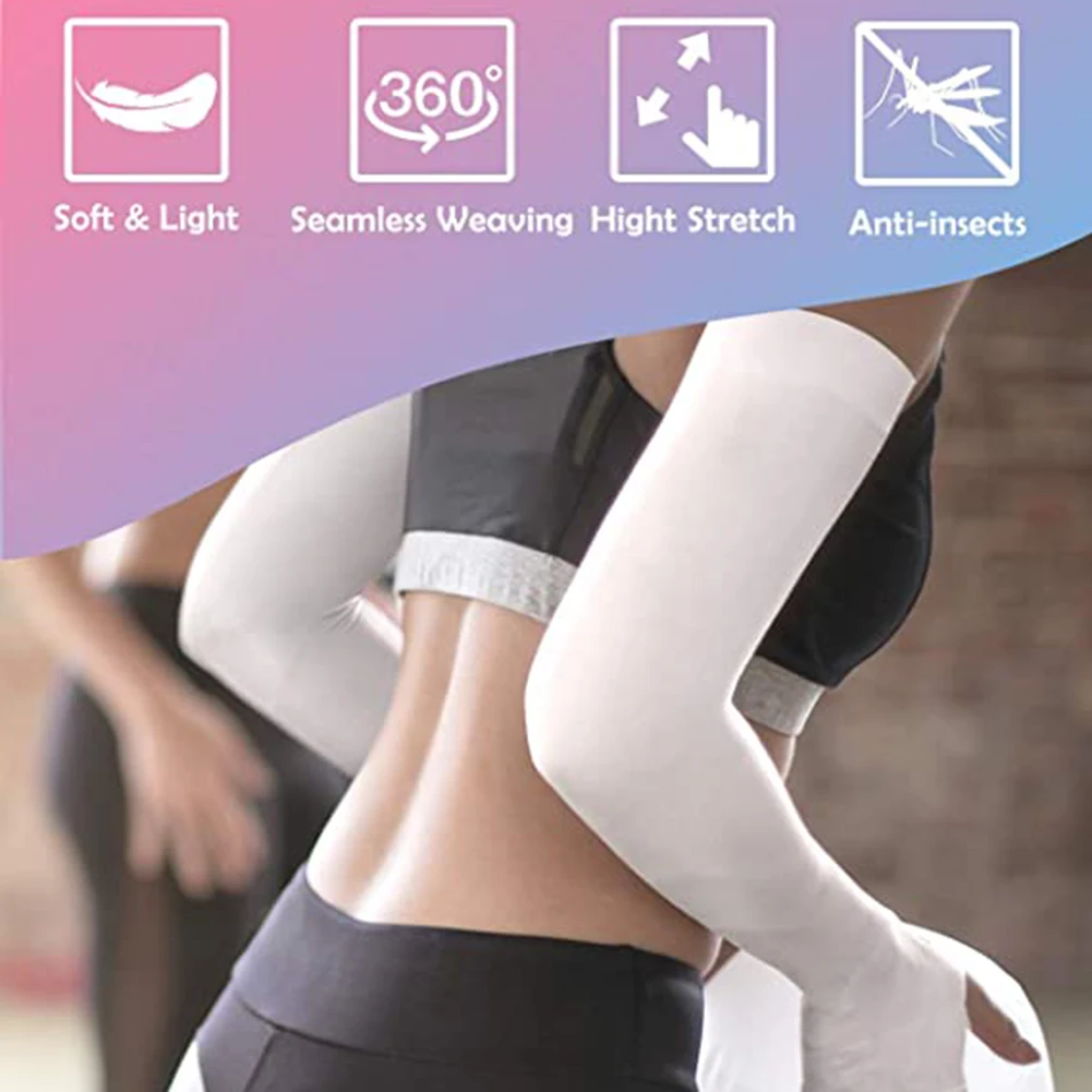 Unisex Long Gloves Sun UV Protection Hand Protect Cover Arm Ice Silk Sunscreen Sleeves Outdoor Arm Warmer Half Finger Sleeves