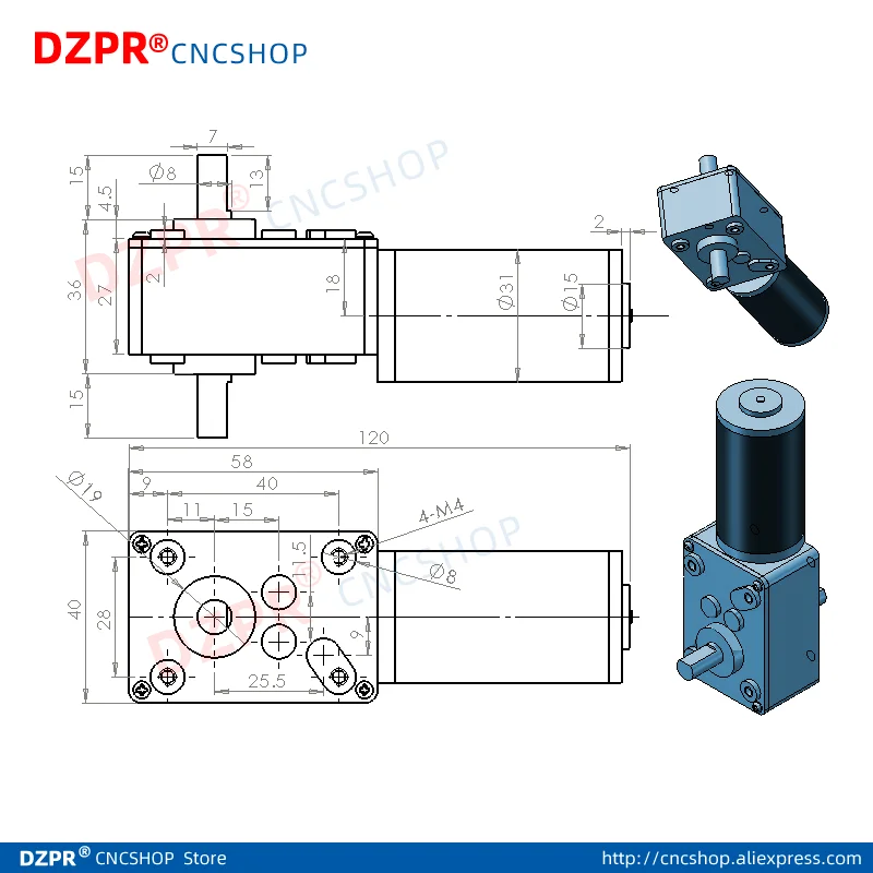 더블 샤프트 하이 토크 웜 기어 모터, 자동 부품 GW31ZY 용, 24V, 12 볼트, 5-470RPM, 자동 잠금, 속도 반전 조절 가능