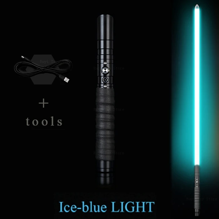 Световой меч Jedi sith Luke Light Saber Force FX Heavy Dueling перезаряжаемый меняющийся цвет звук FOC Блокировка металлическая ручка меч - Цвет: black-ice blue