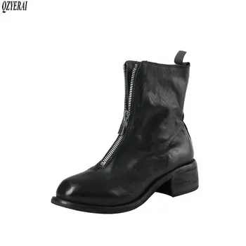 

QZYERAI European Restoring ancient ways Genuine leather Riding boots Female boots Women's boots horsehide Women's shoes
