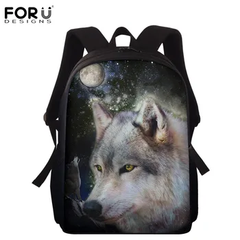 

FORUDESIGNS 3D Galaxy Wolf Animal Print School Backpacks for Teen Girls Boys Lightweight Middle School Stachel Black Mochila