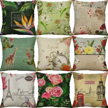 

Cotton Linen Printing Flower Tree bell pillow case Home Decor Cover