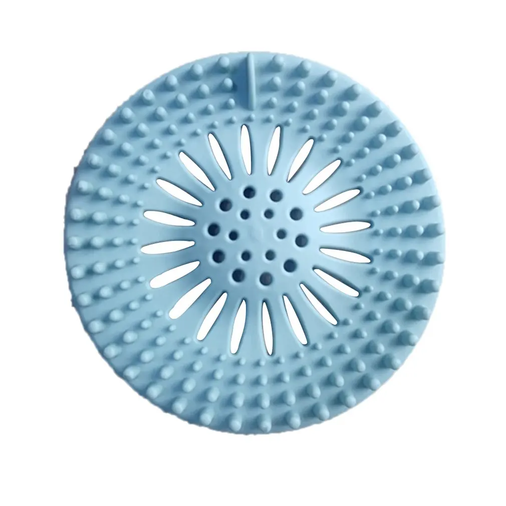 Round Floor Drain Mat Cover Plug Water Filter Shower Drain Covers Sink Strainer Filter Hair Stopper For Bathroom Kitchen - Color: Blue