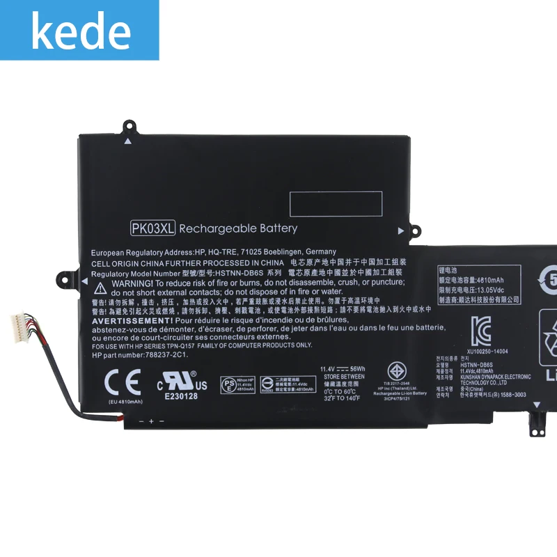 Kede ноутбук батарея PK03XL для спектр Pro X360 призрак 13 HSTNN-DB6S 6789116-005 11,4 V 56WH