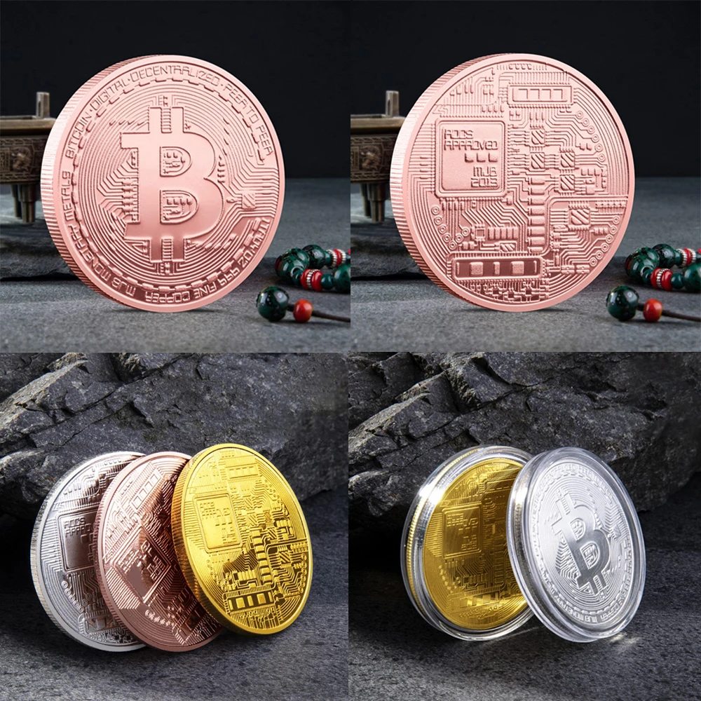 1pcs Bitcoin Commemorative Round Collectors Coin Bit Coin is Gold Plated Coins