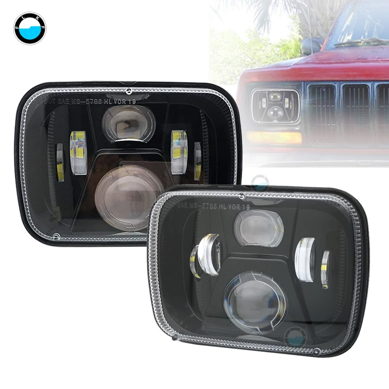 2Pcs 5X7 7X6 Pollici Fari A Led Per Jeep Wrangler Yj 7 "X 6" Sostituzioni Fari Per Jeep Cherokee Xj Illuminazione Fuoristrada.