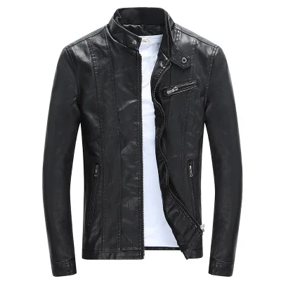 Мужские кожаные куртки высокого качества классический мотоцикл куртка мужская плюс куртка из искусственной кожи Мужская Весна - Цвет: Черный