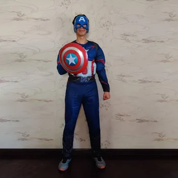 

New Muscle Captain America Costume for Adult Men Halloween Carnival Masquerade Superhero Party Captain American Cosplay