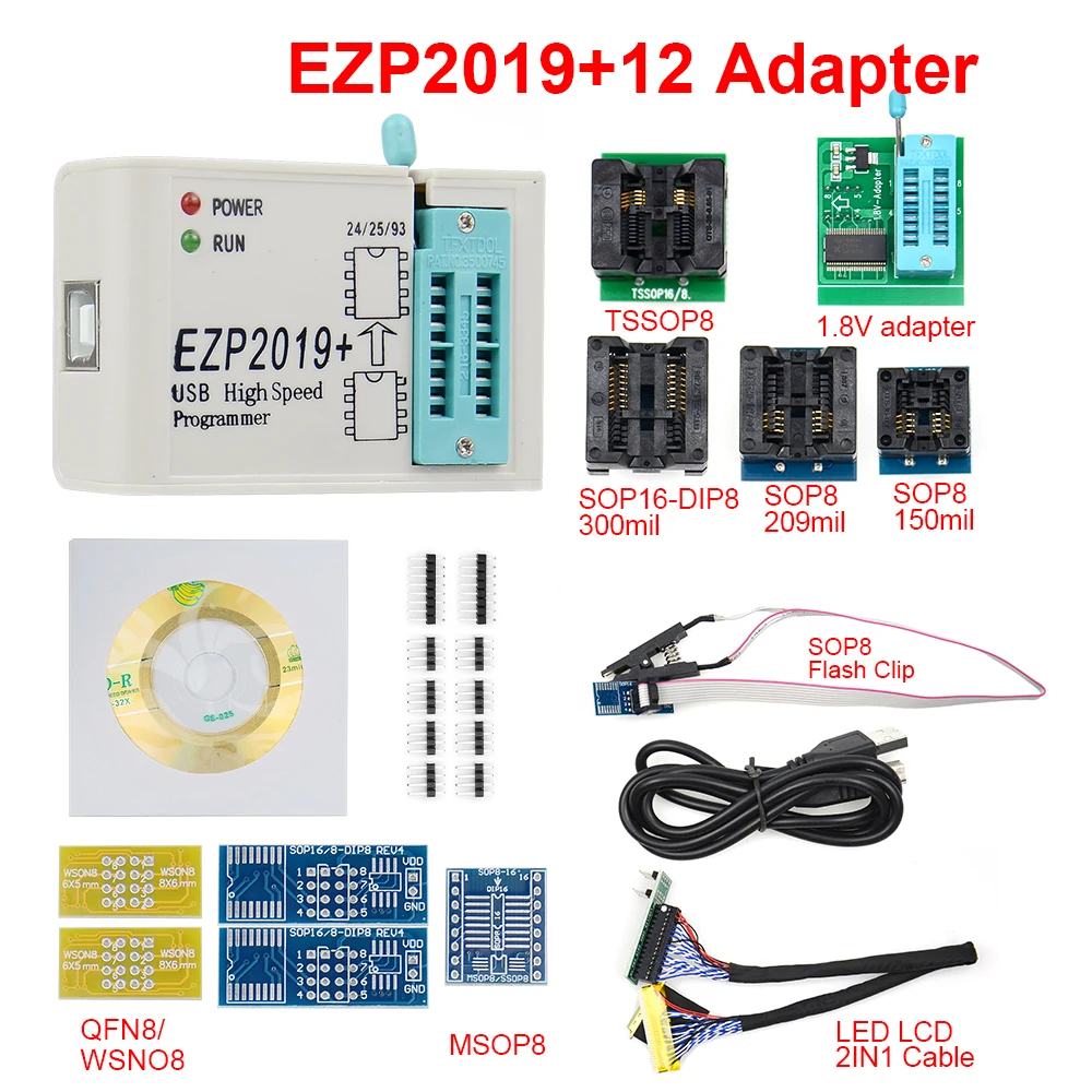 Высокоскоростной USB программатор EZP 2019 EZP2019 с 12 разъемами Поддержка 24 25 26 93 EEPROM