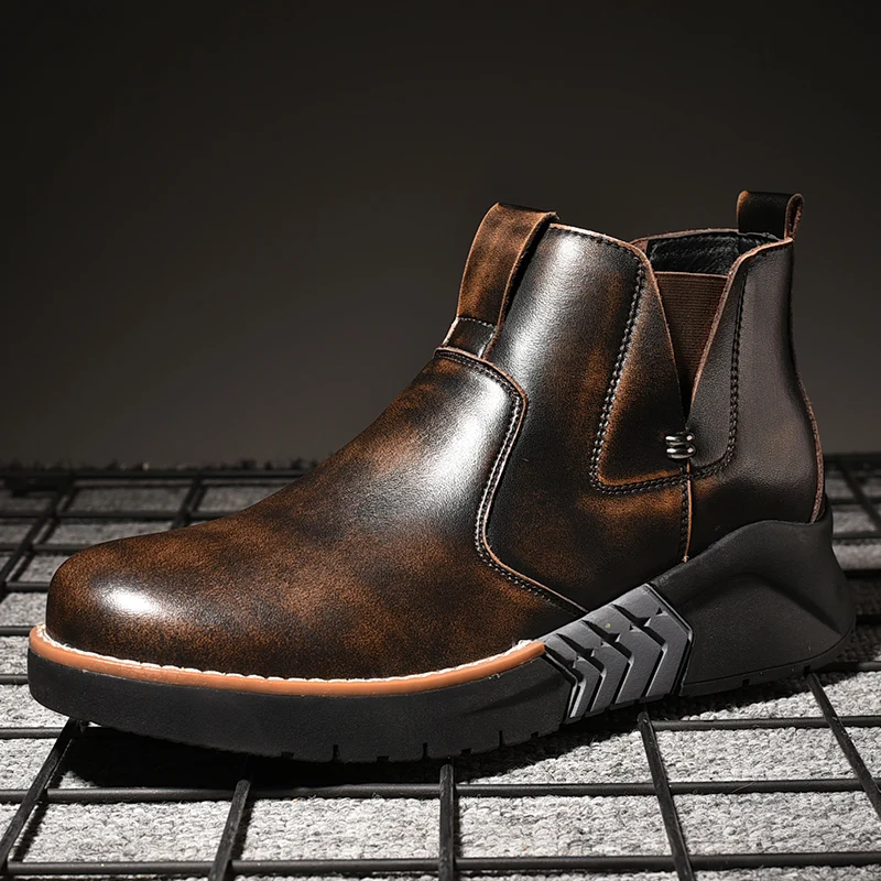 Leather shoes men 2019 winter new men's snow boots leisure warm old and | Обувь