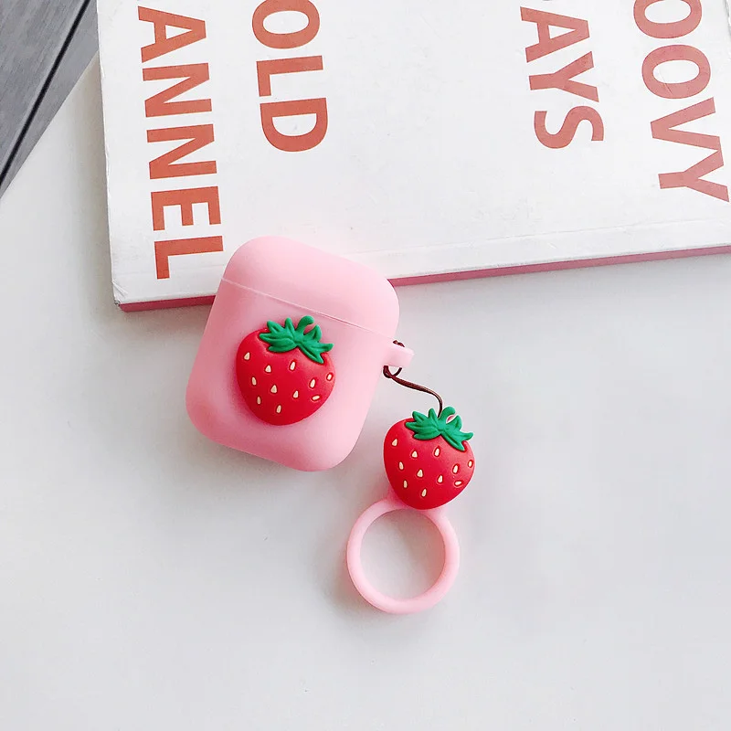 Модный милый апельсин авокадо розовый чехол для Airpods брелок для ключей наушники чехлы обложки для Airpods 1 2 - Цвет: strawberry