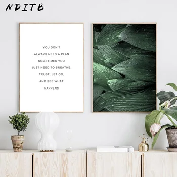 

Leaf Plant Motivational Quotes Wall Poster Nordic Botanical Nature Canvas Art Print Painting Modern Home Decoration Picture