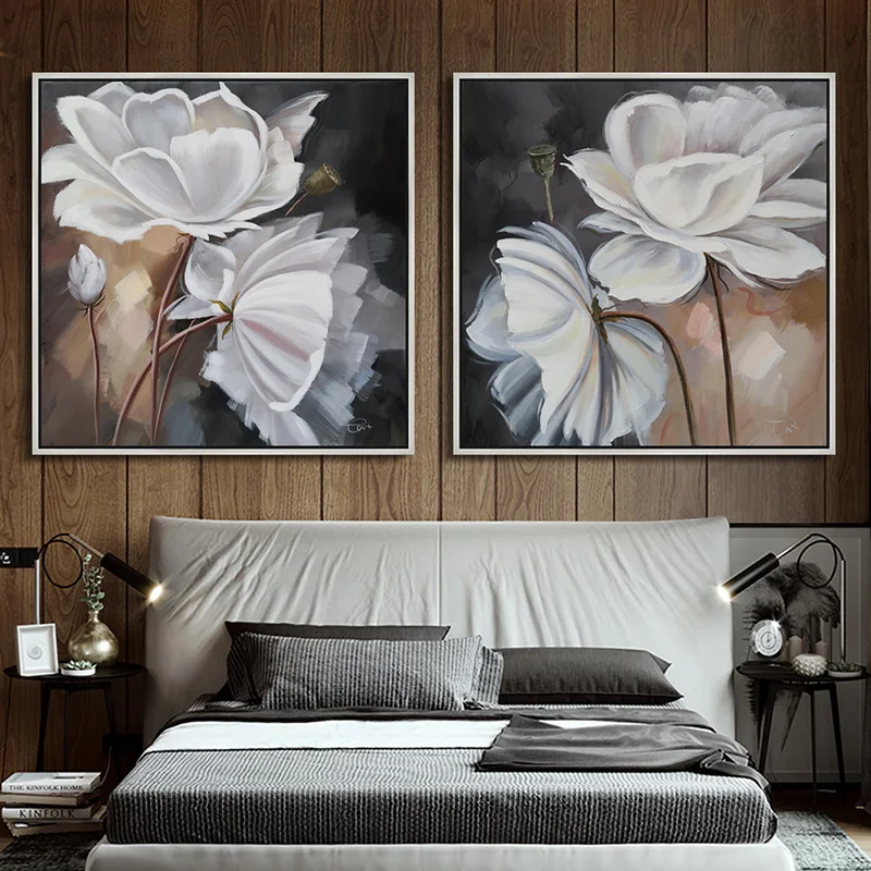 

100%Handpainted Abstract Flowers Lotus Oil Paint On Canvas Art Oil Painting Gift Home Decor Living Room Wall Adornment Picture