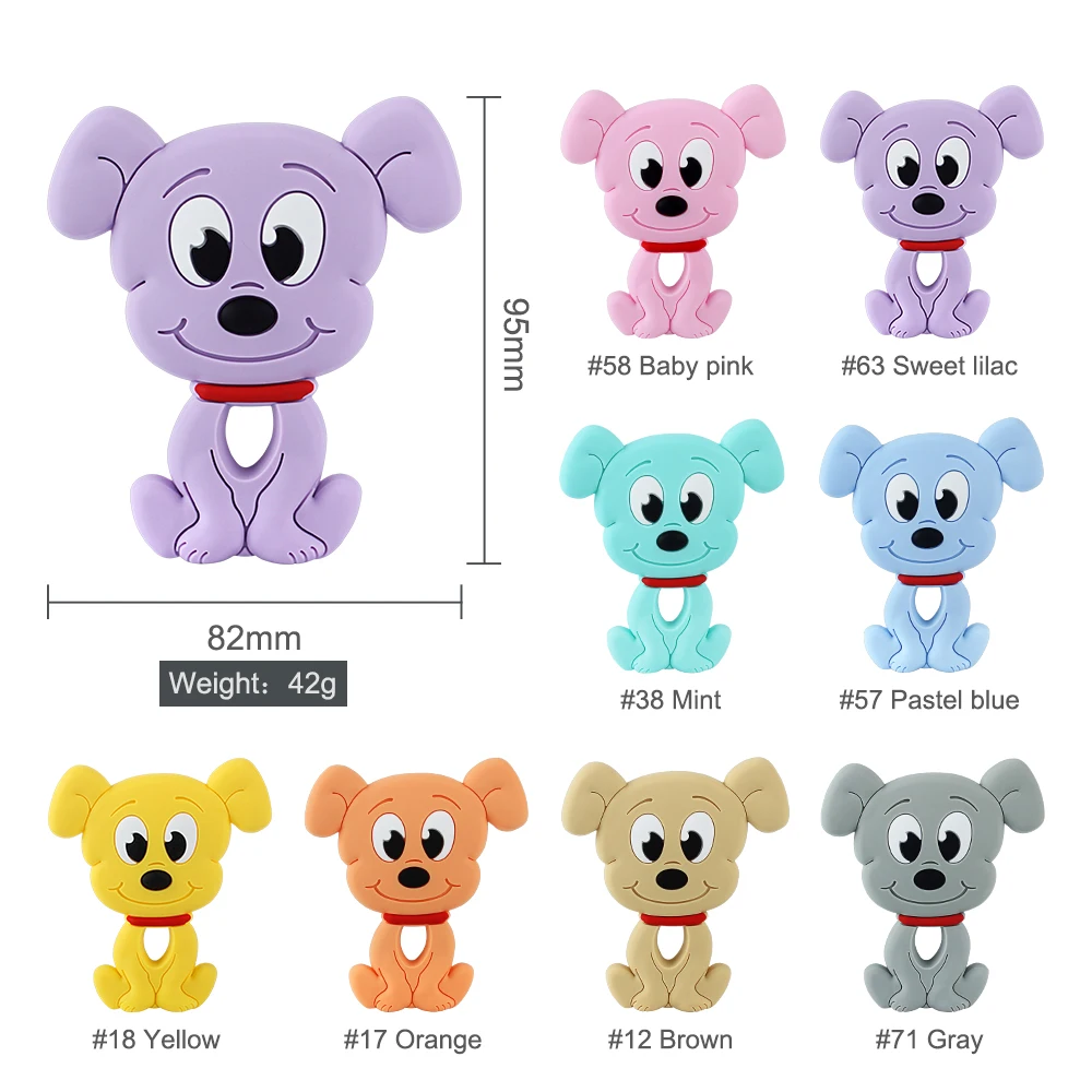 1pcs Silicone Teethers Baby Teething Toys Cartoons Animal Heart Dog Cat Bear Dinosaur BPA Free Nursing Silicone Beads DIY Chains