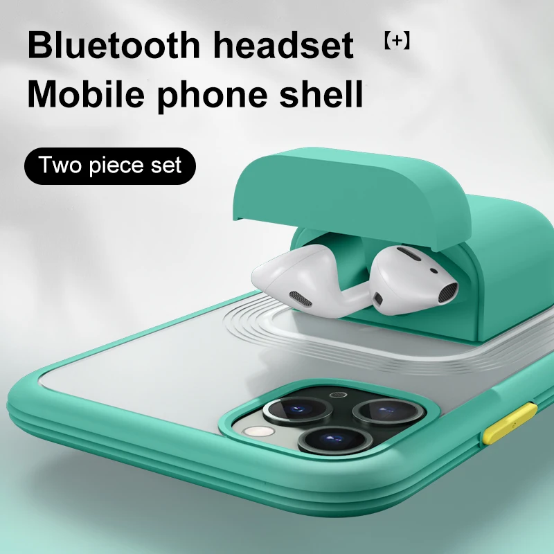 2 in 1 Charging Box with Headphones and Iphone Case Exclusive Case for IPhone 11 7 8 Plus with Airpods 1 2 Charging Compartment