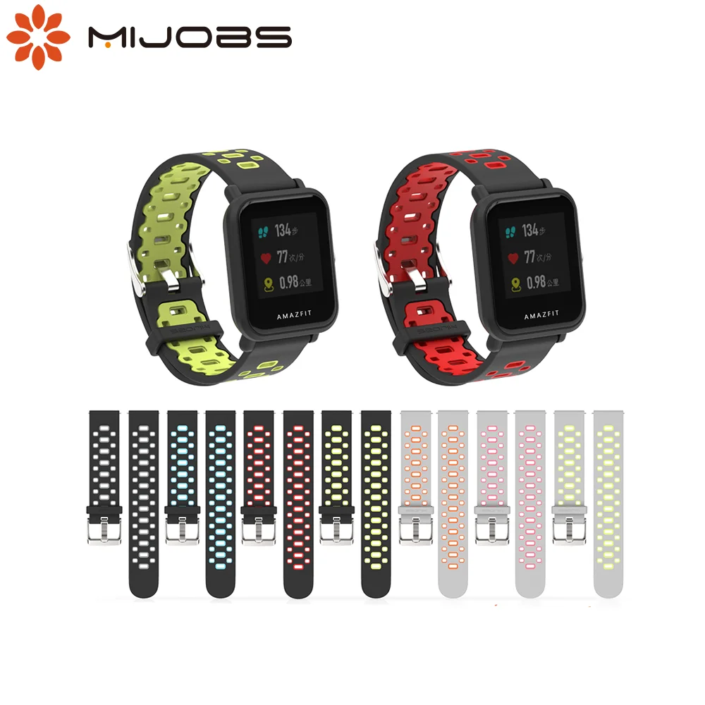 Mijobs 20 мм спортивный силиконовый ремешок на запястье для Xiaomi Huami Amazfit Bip BIT PACE Lite Youth
