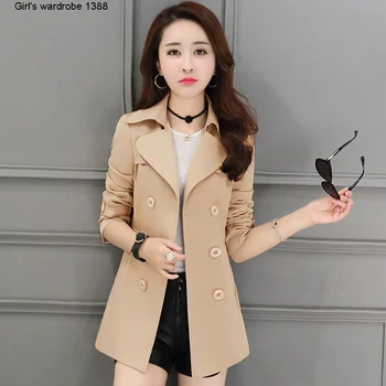 

Short short windbreaker women's 2020 autumn new casual large size slim double breasted coat women's top