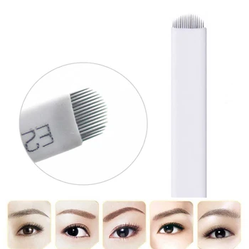 

100pcs 16 pin Needle U Shape 3D Embroidery Manual Eyebrow Tattoo Pen Blade For 3D Permanent Makeup Eyebrow Tattoo Needles Supply