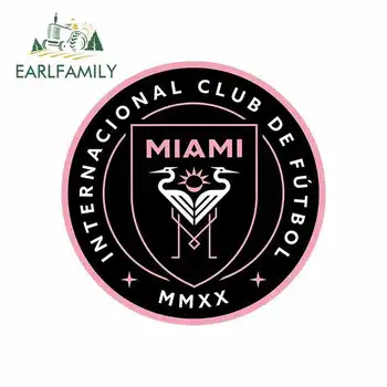 

EARLFAMILY 13cm x 13cm for Inter Miami Team Logo Car Stickers Helmet Motorcycle Sunscreen Vinyl JDM Bumper Trunk Truck Graphics