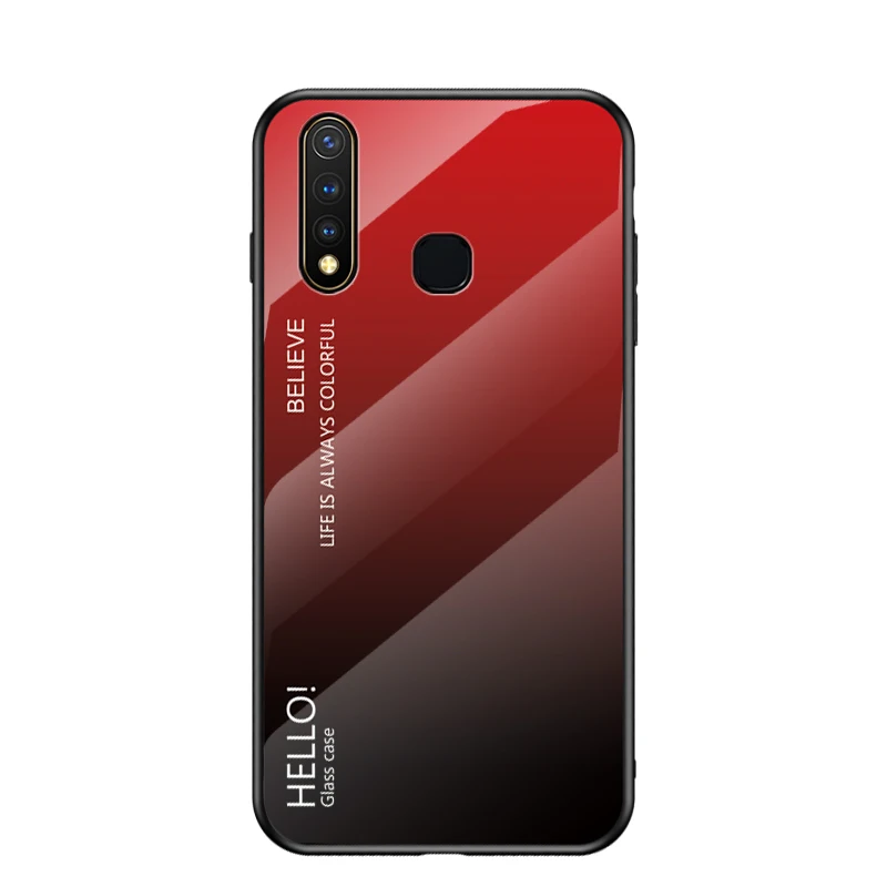 Red ДЛЯ VIVO Y19 Y11 Y12 Y15 Y17 чехол из закаленного стекла с градиентом мягкий силиконовый бампер задняя крышка для VIVO U3 U3X Fundas - Цвет: Red