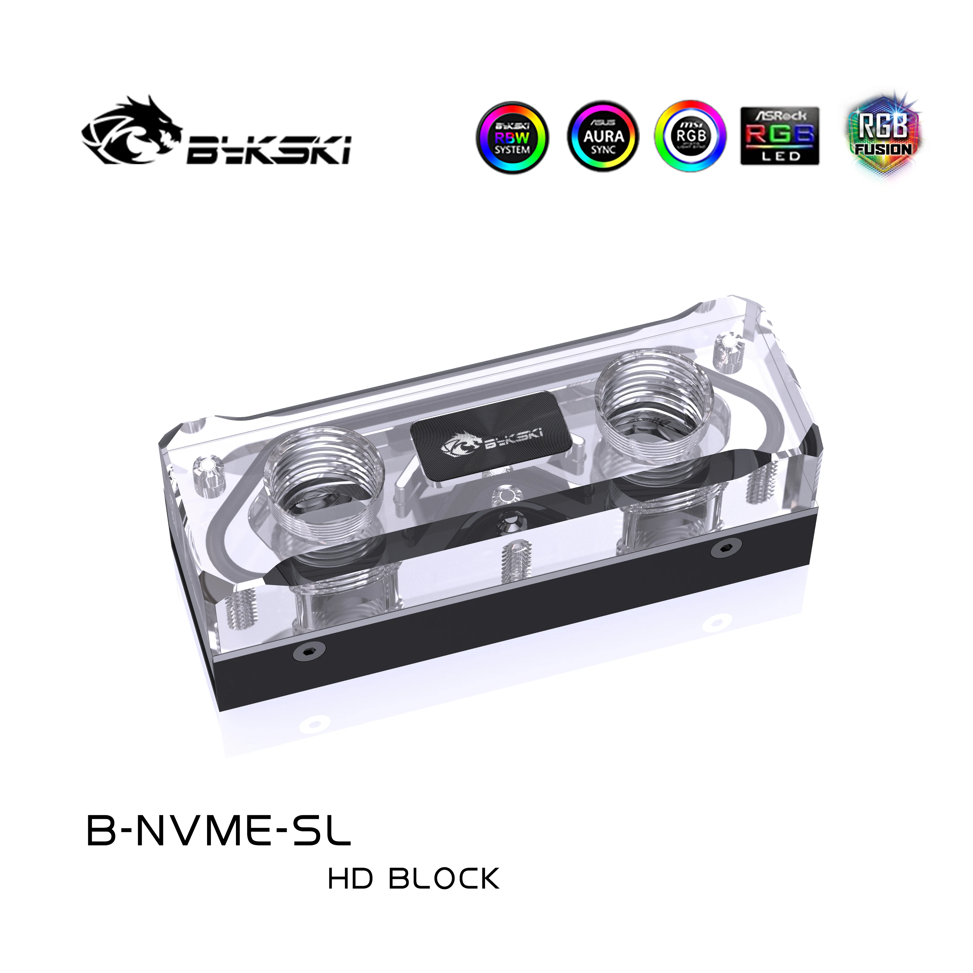 Bykski-ssd Full Acrílico Water Cooling Block Use para Solid State Drive Hard Disk Cooler Radiator B-nvme-sl M.2