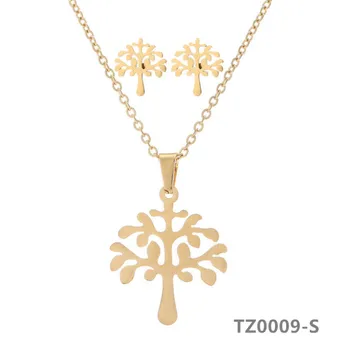 

Tree Flower Necklace Pendant Earrings Jewlery Sets for Women Gift Fahion Nice TZ0009-S