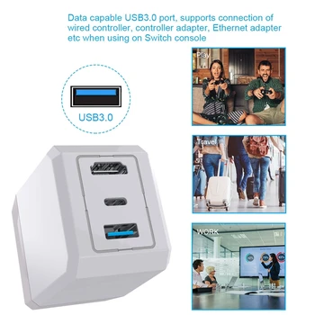 

2 In 1 USB C PD Wall Charger with 1080P HDMI USB 3.0 Port for Nintendo Switch Mac-book Samsung S10+ S9 Huawei P30 Mate 20 Pro US