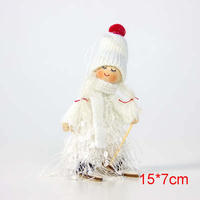 Noel Рождественский Ангел-девочка лыжные плюшевые куклы Рождественская елка орнамент кулон рождественские украшения для дома Новогодний Декор подарки - Цвет: A4 White