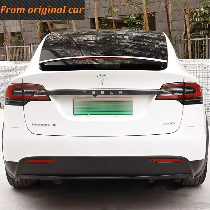 Car Rear Spoiler Tail Wing Modification Accessories 100% Carbon Fiber Car Body Rear Label Trim Sticker For Tesla Model X