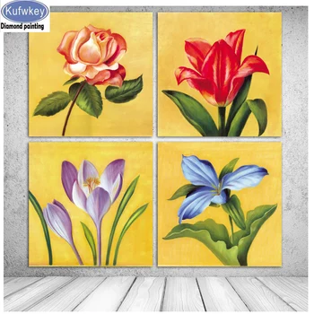 

4 Pieces rose Orchids 5d Diamond Painting full square resin diamond mosaic drill flower decoration,3d diamond Embroidery sale