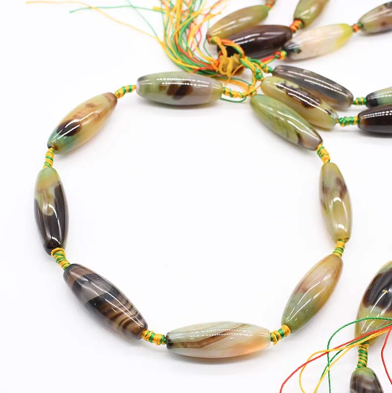 2strands / lot Natural oval agate olive smooth surface stone pattern loose bead For Woman DIY Necklace Bracelets Jewelry Making