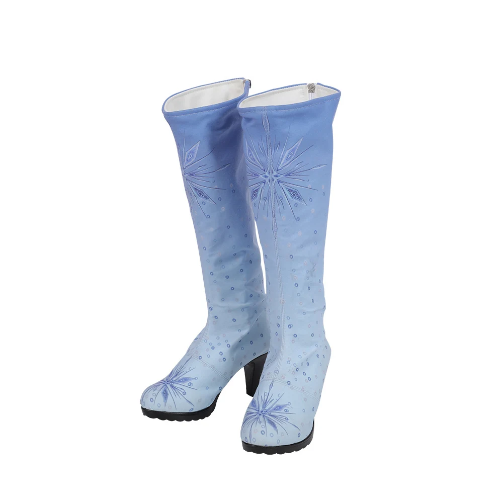 Костюм Королевы Эльзы Снежная принцесса Анна Холодное сердце 2 маскарадный костюм для взрослых синий Высокий каблук Хэллоуин сапоги до колена для девочек - Цвет: Elsa Adult boots