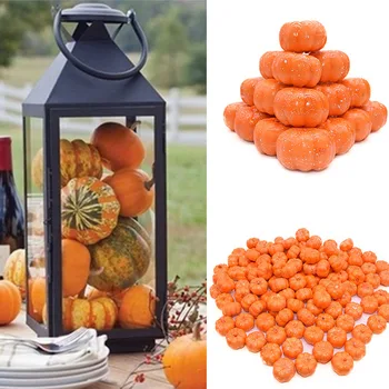 

100Pcs Mini Artificial Pumpkin Fake Simulation Vegetable Happy Halloween Decoration for Home Halloween Props Diy Crafts