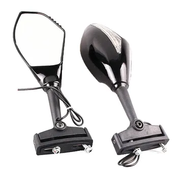 

Universal Rearview Side Mirrors with Turn Signal Light For Honda Fit Kawasaki Fits Suzuki Black Motorcycle Parts