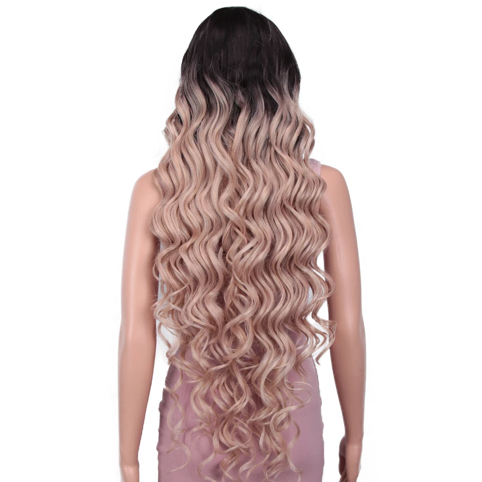 Bella, 40 дюймов, длинный парик, глубокая волна, высокотемпературное волокно, розовый блонд, 613, черный, коричневый, 9 цветов, синтетические парики на кружеве для женщин