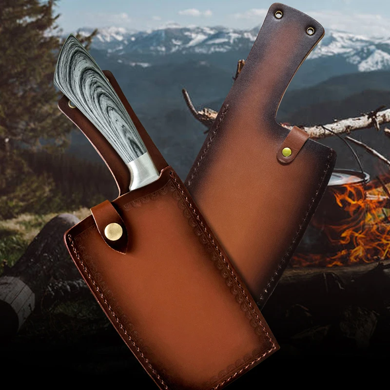 Leather Knife Covers Outdoor Camping Sheath Textured Edge Against