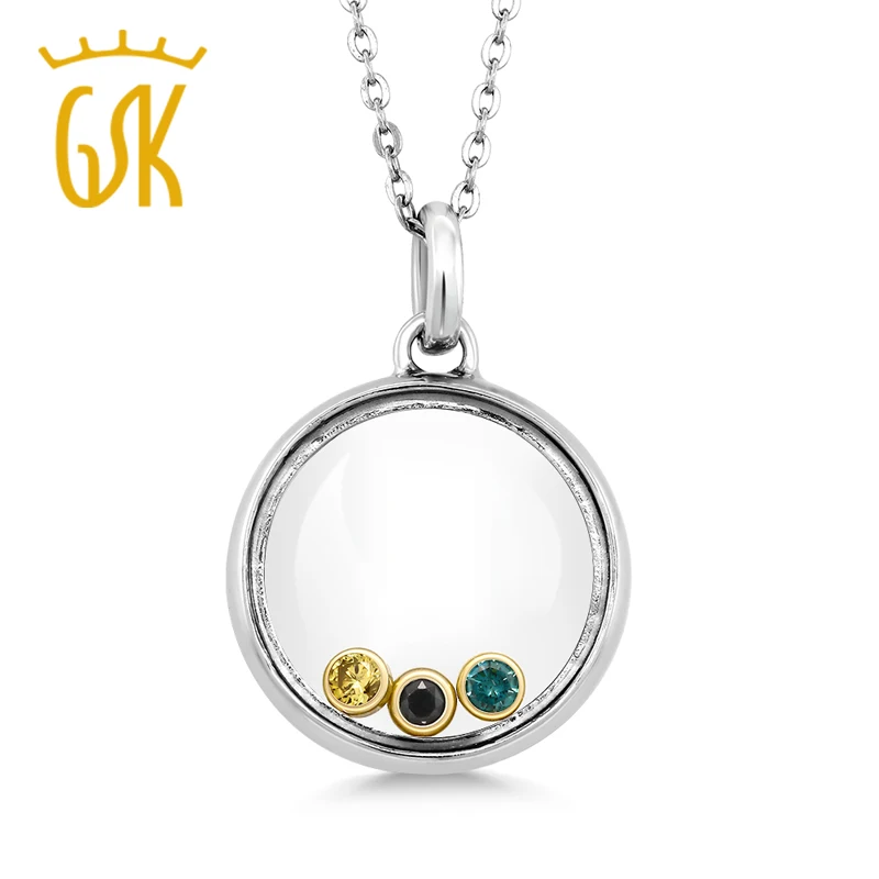 

GemStoneKing 0.5" Floating Mixed Bezel Set Diamond 925 Sterling Silver Pendant Necklace For Women