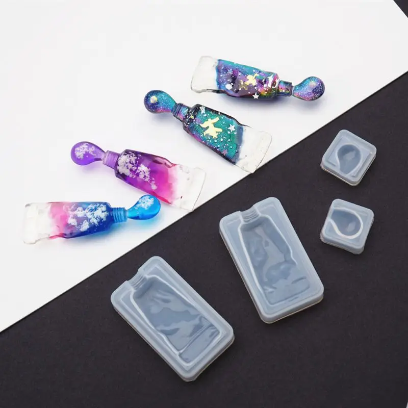 Squeezed Pigment Paint Tube Resin Mold Pendant UV Epoxy Resin Silicone Mold Jewelry Making Tools