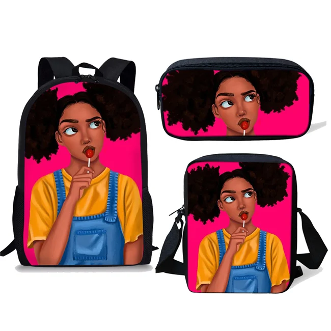 Бесшумные детские школьные сумки черная девочка волшебный афро женский с принтом Детский рюкзак подростковый школьный рюкзак Mochila Escolar - Цвет: LMZY1241CEK