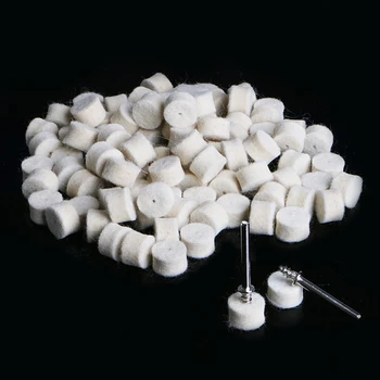 

100Pcs Wool Felt Polishing Buffing Pad 13mm + 2 Shank For Grinding Wheel