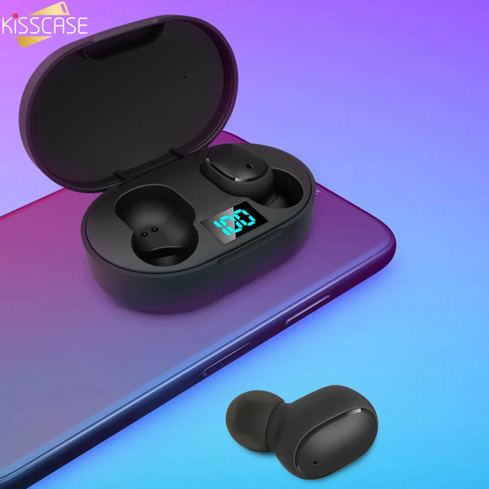 KISSCASE Smart Digital Mini Wireless Bluetooth 5.0 Earphone Sports Headset E6S HIFI Stereo Earbuds IPX4 Waterproof Headphones
